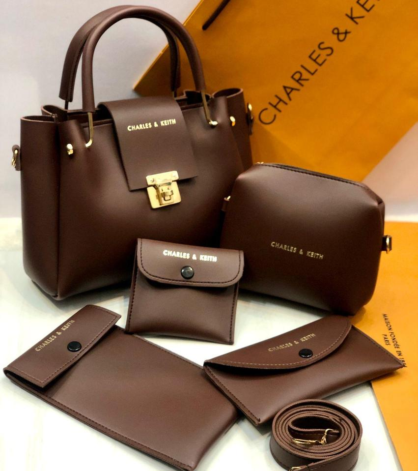 Elegant 5 Pcs Women’s PU Leather Hand Bag Set – Premium Quality & Daily Use Essential