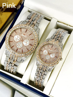Elegant Stainless Steel Analogue Couple Watches – 2 Pcs Premium Set second image