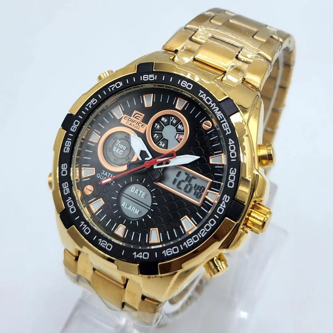 Casio Edifice Classic – Men’s Gold & Black Stainless Steel Chain Watch