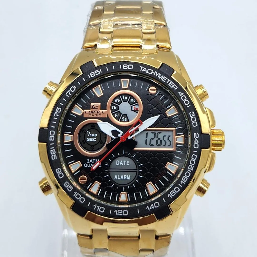 Casio Edifice Classic – Men’s Gold & Black Stainless Steel Chain Watch