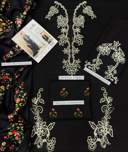 Fabric Fine Quality Dhanak 3pc Winter Collection 2025 Woman Clothes