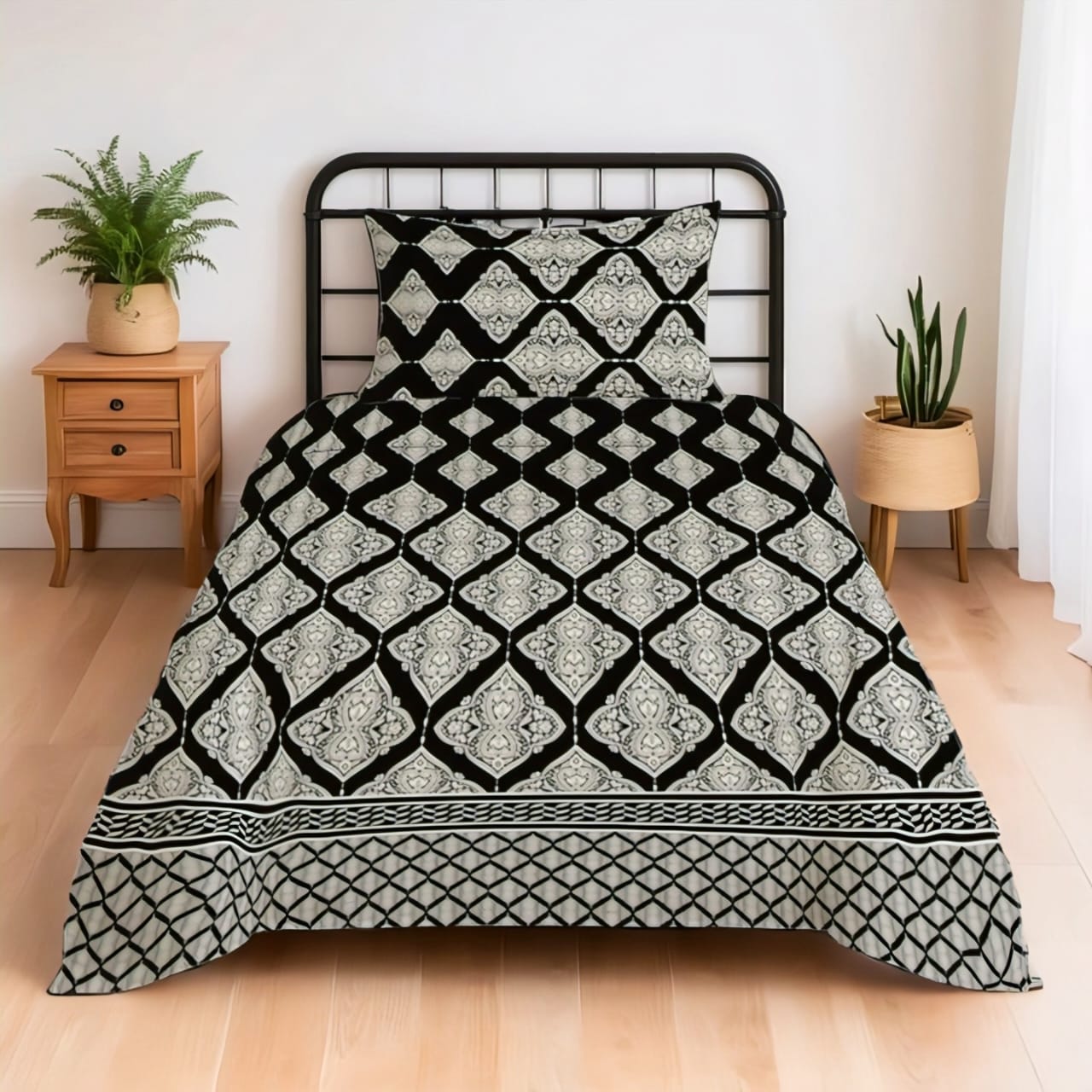 ✨ Premium Single Bedsheet Set – 100% Pure Cotton | Fade-Resistant ✨