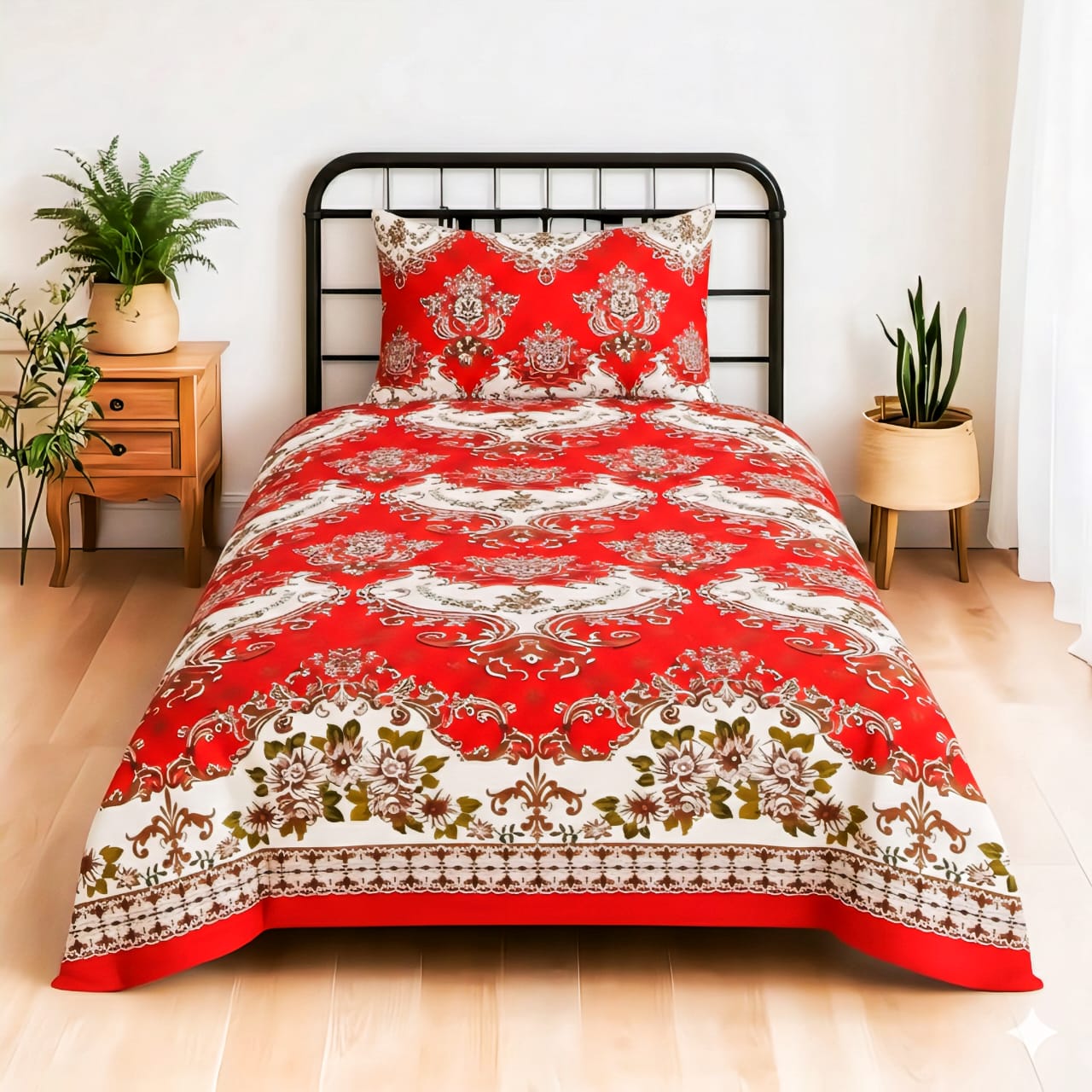 ✨ Premium Single Bedsheet Set – 100% Pure Cotton | Fade-Resistant ✨