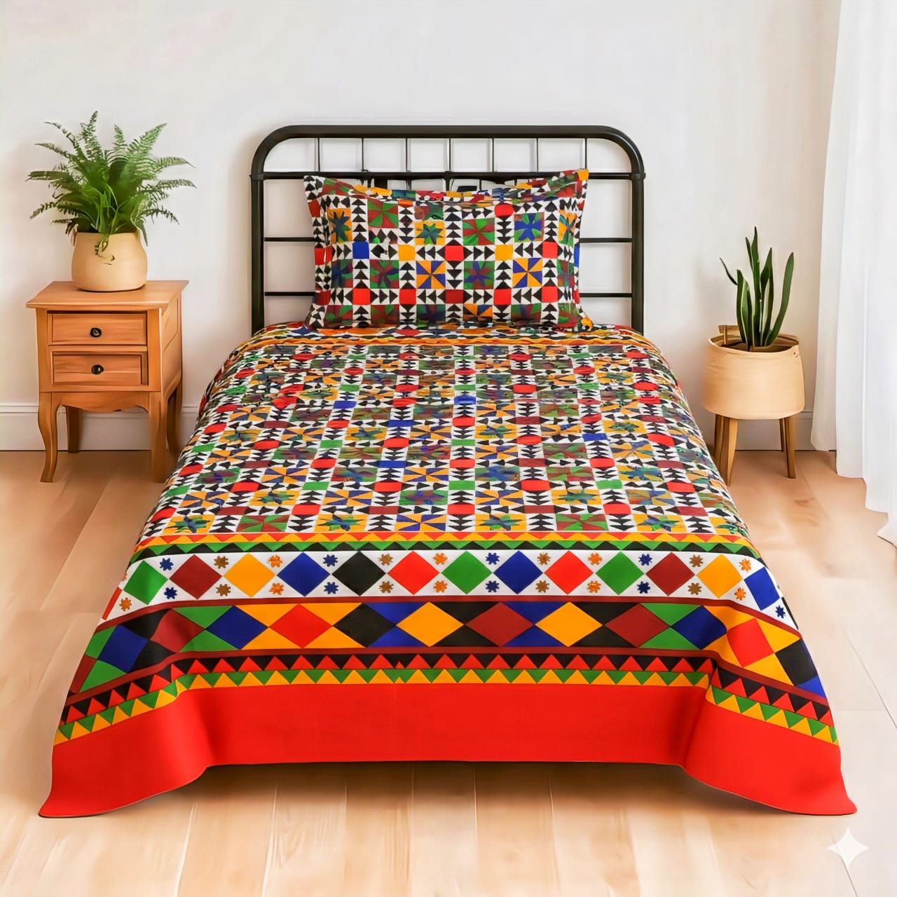 ✨ Premium Single Bedsheet Set – 100% Pure Cotton | Fade-Resistant ✨