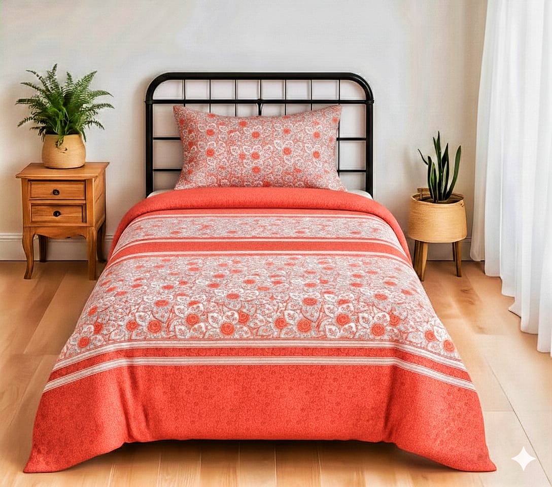 ✨ Premium Single Bedsheet Set – 100% Pure Cotton | Fade-Resistant ✨